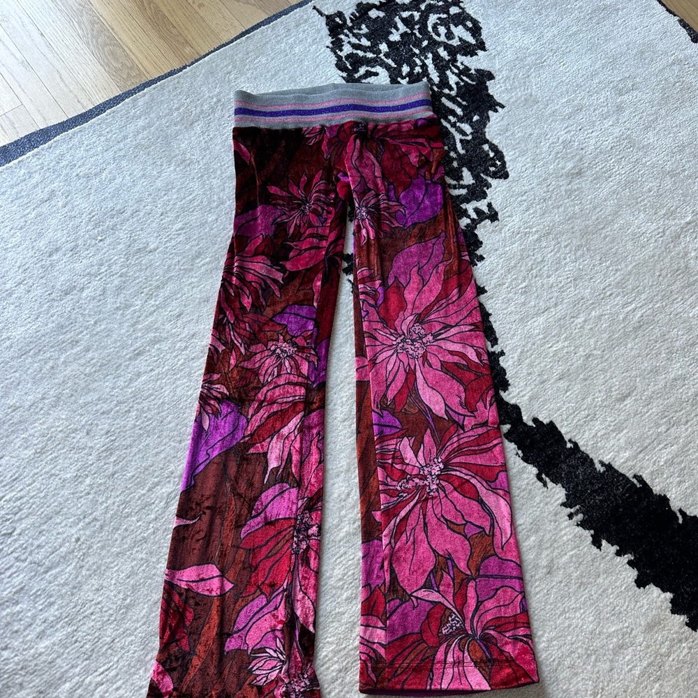 Vintage D&G Pink and Purple Floral Velvet Pants